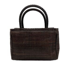 Jimmy‎ Choo Handbag Top Handle Snakeskin Leather Brown Raffia